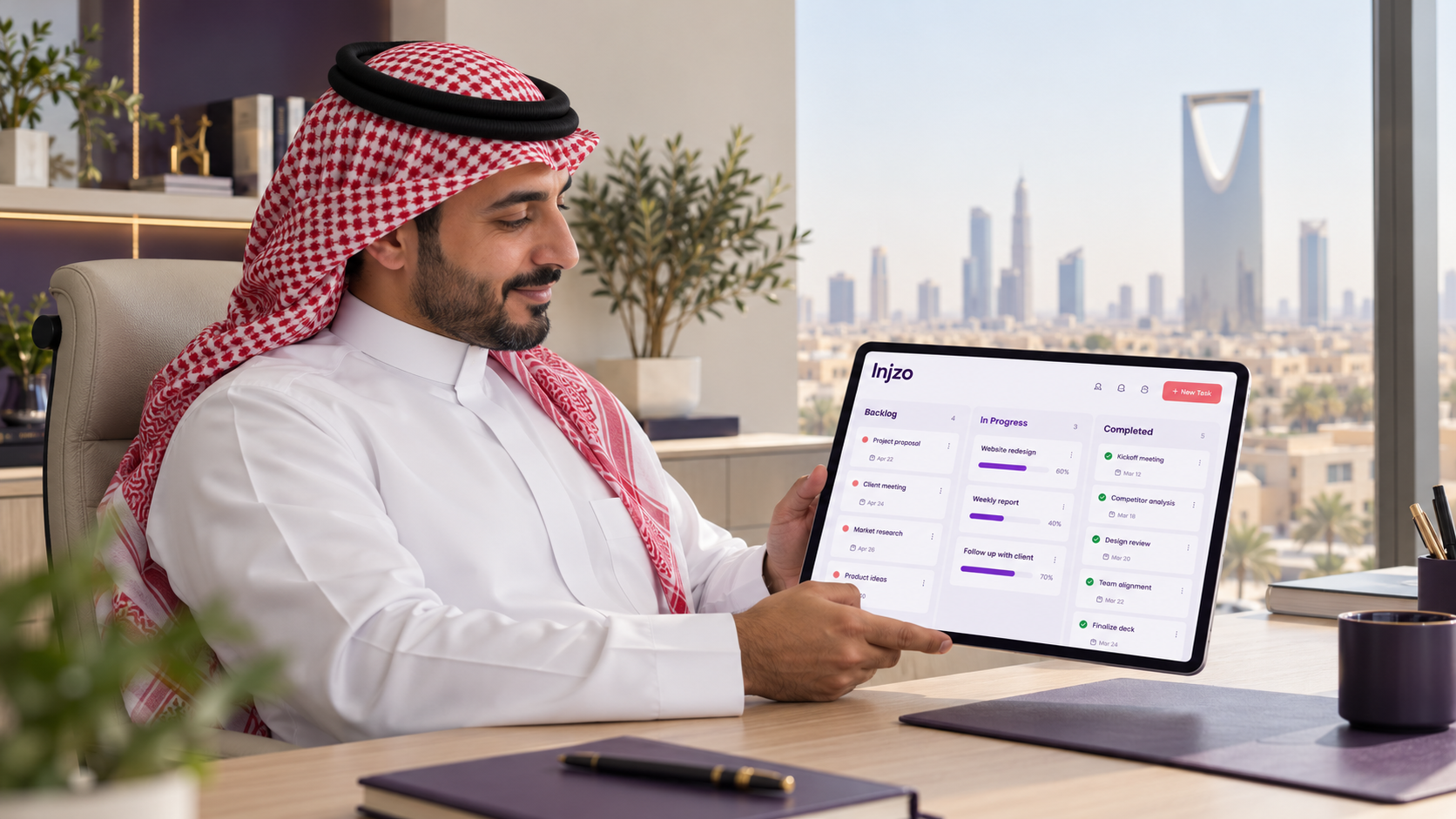 رجل سعودي يستخدم Injzo على جهاز آيباد